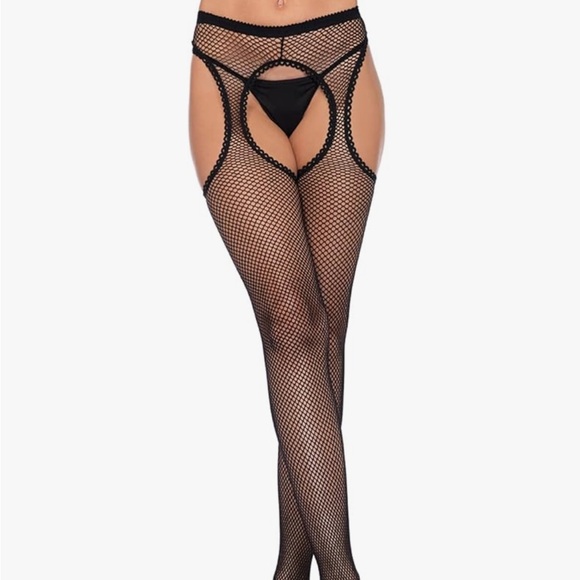 Black Fishnet Garter Tights new - Picture 1 of 1